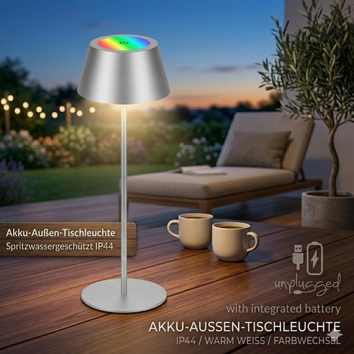 Akku tischlampe silber 2 - silber,, 2,6