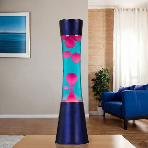 Lavalampe blau pink - lavalampe, 39cm